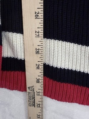 Talbots Medium Sweater Tipped Split Neck Shaker Knit Navy Blue Turtleneck Womens