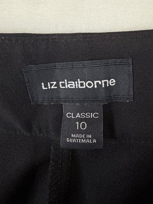 Liz Claiborne Classic Pants 10 Black Side Zip Womens