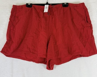 Gap Cotton Gauze Shorts XXL Pull On 4” Red Pockets Womens New NWT