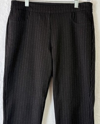 Max Studio Pants Medium Black Pinstriped Knit Pull On Striped Womens