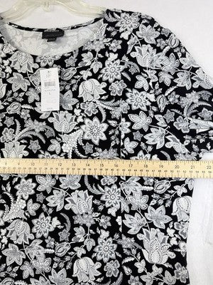 J Jill Wearever Collection Dress Large Black Paisley Long Sleeve Knit New NWT