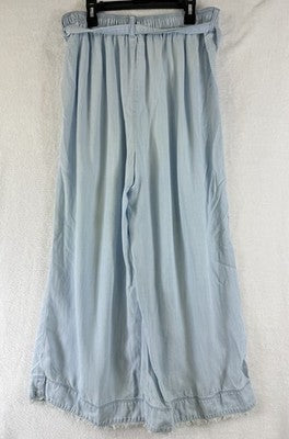 Anthropologie Cloth And Stone Crop Pants Smal Blue Chambray Wide Leg Womens