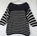 Jones New York Sweater XL Nautical Blue White Striped Cotton Blend Boat Neck