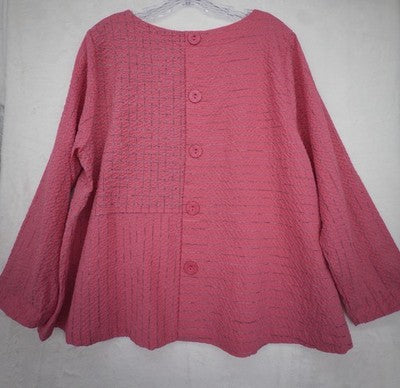 Habitat Clothes To Live In Top Medium Pink Button Back Artsy Lagenlook Womens