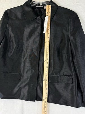 Chicos Shantung Jacket Size 2 Large Womens Black New NWT