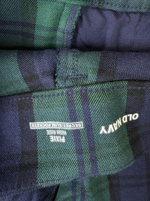 Old Navy Pixie High Rise Pants 2 Womens Green Blue Tartan Plaid New