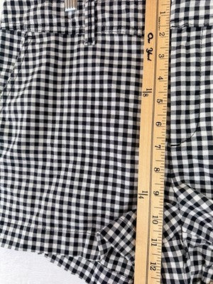 Gap Chino Shorts Womens 12 Black White Gingham Check Cotton Stretch 3” Mid Rise