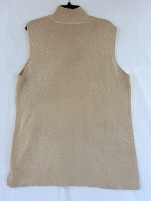 Chicos Size 3 Tops XL Sleeveless Mock Neck Sweater Beige Metallic Womens