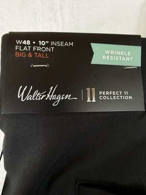 Walter Hagen Golf Shorts 48 Mens Black Flat Front 10” New NWT