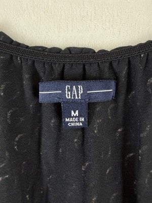 Gap Dress Women Medium Sleeveless Jersey Knit Black Print Knee Length Fit Flare