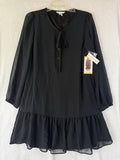 Draper James Dress Medium Shift Black Long Sleeve Shift Flounce Womens New NWT