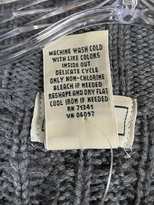 LL Bean Womens Large Cardigan Sweater Full Zip Gray Cable Knit