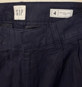 Gap Linen Blend Pants 4 Navy Blue Pleated High Waist Trousers Womens