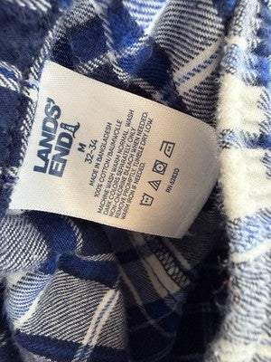 Lands End Flannel Pajama Pants Medium Mens Blue Plaid