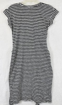J Crew Dress XXS Black White Striped Mini Dress Short Sleeve Cotton Knit Womens