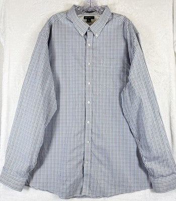 Eddie Bauer Shirt 2XL Tall Button Down Wrinkle Free Relaxed Fit Blue Long Sleeve