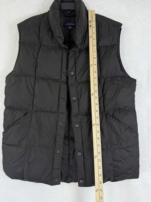 Lands End Puffer Vest Mens Small Black Down Snap Front Pockets