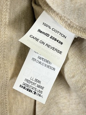 LL Bean T Shirt Large Womens Short Sleeve V Neck 100% Cotton Beige