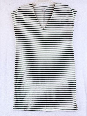 J Crew Dress XS Sleeveless Shift Green Striped Casual V Neck Womens