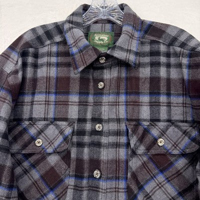 Stillwater Supply Co Flannel Shirt Mens Large Gray Plaid Long Sleeve Button Down