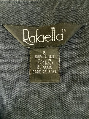 Rafaella Dress 6 Women 100% Linen Blue Sleeveless Button Front Knee Length Shift
