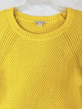 Gap Cotton Sweater Women Medium Yellow Moss Stitch Crew Neck Long Sleeve