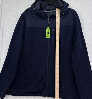 Free Country Cable Fleece Brisk Jacket XL Mens Navy Blue Zip Hooded New NWT
