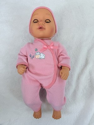 Zaps Creation Doll Annabell Baby Girl Pacifier Pink Outfit Hat Brown Eyes 14”