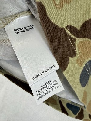 LL Bean Signature Womens Small Tee Duck Camo Short Sleeve Top T Shirt V Neck