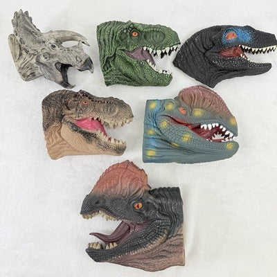 Dinosaur Hand Puppet Rubber Head Lot T Rex Dilophosaurus Puppets Dino Toys