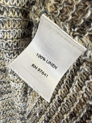 J Jill 100% Linen Sweater XS Tunic Top 3/4 Sleeve Womens Brown V Neck