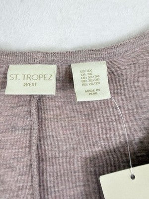 St Tropez West Top 3X Drape Neck 3/4 Sleeve Knit Mauve Pink Modal Womens NEW