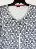 Talbots Cardigan Sweater Large White Blue Womens Button Front