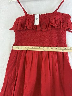 Gap Kids Smocked Ruffle Midi Dress XXL 14/16 Red Sleeveless Girls New NWT