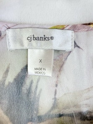 CJ Banks 14W Top X Short Sleeve Lightweight Summer Tropical Print New NWT Womens