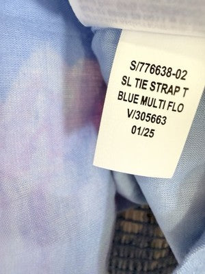 Gap Tops For Women Medium Linen Blend Cami Tie Strap Blue Floral Cottagecore