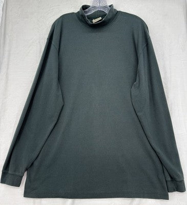 Vintage LL Bean XL Tall Mens Mock Neck Knit Shirt Green Long Sleeve