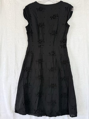 Boston Design Studios 4 Womens Dress Black Eyelet Sleeveless Fit Flare Cotton
