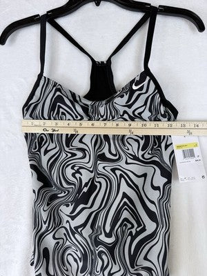 Nike Swim Tankini Top Small Womens Black Gray Racer Back Swimsuit New NWT