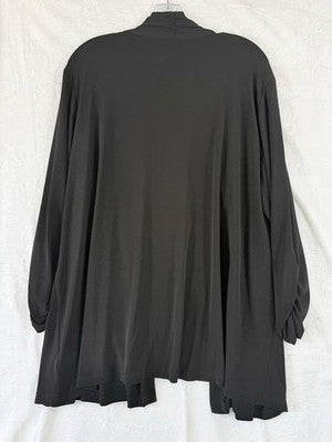 Susan Graver Cardigan 2X Black 3/4 Sleeve Black Open Front Plus Size Women
