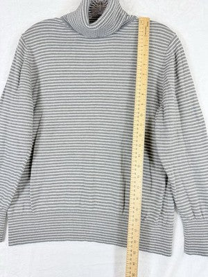 LL Bean Sweater Womens Medium Petite Cashmere Cotton Blend Turtleneck Gray