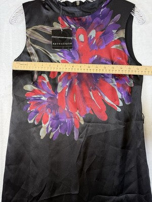 Apostrophe Dress 2 Black Satin Shift High Neck Sleeveless New NWT