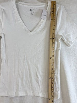 Gap Modern Tee Short Sleeve Small Women White Top V Neck New NWT