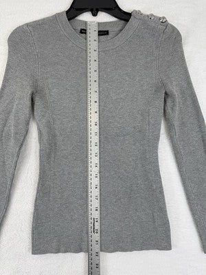 White House Black Market Sweater XS Gray Top Button Detail Womens