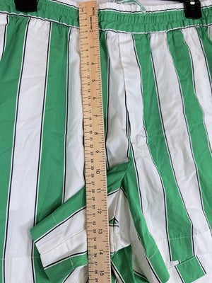 Gap Organic Cotton Boxer Shorts Large Green Striped Poplin Womens New