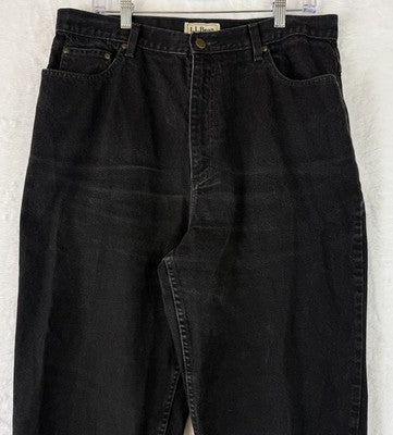 Vintage LL Bean Jeans 18 Tall Womens Black 90s High Rise Denim Cotton Hipster