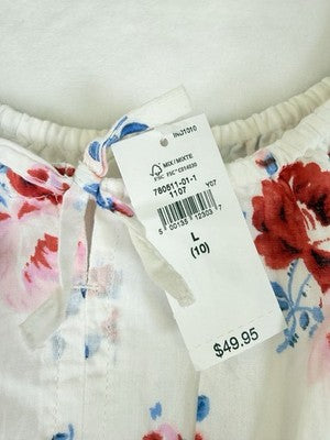 Gap Kids Babydoll Dress Large 10 White Pink Floral 100% Cotton Girls New NWT