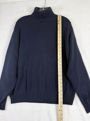 Vintage LL Bean Sweater Womens XL Made In USA Turtleneck Blue 100% Cotton 90s
