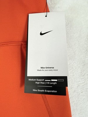 Nike Universa Leggings XXL Womens High-Waisted 7/8 No Front Seam Orange New NWT