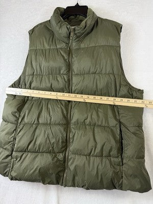 Gap Cold Control Puffer Vest XL Womens Olive Green Full Zip Lightweight Pockets